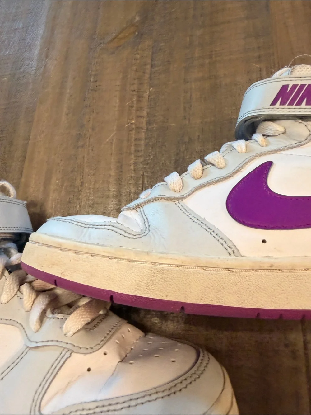 Nike Court Borough Mid 2 GS Pure Platinum Vivid Purple Girl's SZ 4.5Y CD7782-009